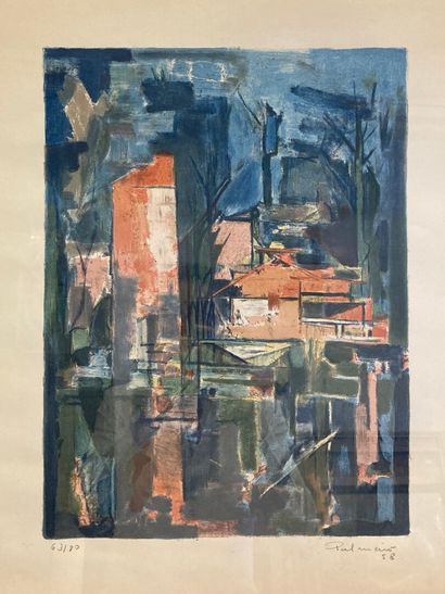 null José PALMEIRO (1901-1984), d'après
Maison près d'un lac
Lithographie en couleurs...
