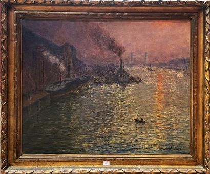 null Gaston PRUNIER (1863 - 1927)
Le Port "Impression au soleil couchant"
Huile sur...