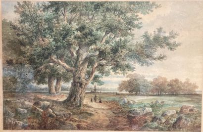 null Émile PUTTAERT (1829-1901)
Scène animée près d'un grand arbre
Aquarelle sur...