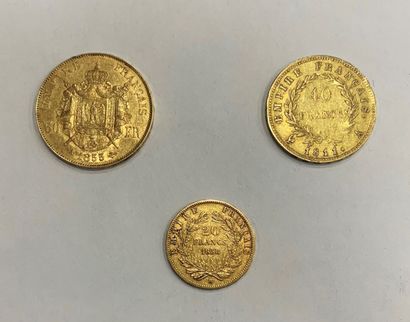 null SALE at 11am 
lot of 3 coins including: 
1 piece 20 Francs gold Napoleon III...