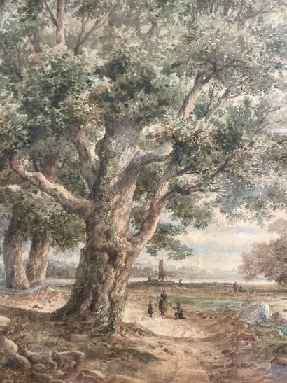 null Émile PUTTAERT (1829-1901)
Scène animée près d'un grand arbre
Aquarelle sur...