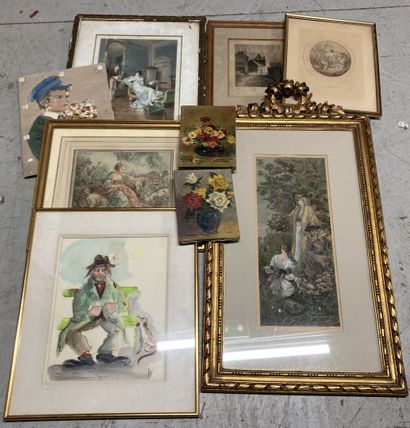 null SALE at 11am 
Lot of various framed works such as:
Oils, engravings, drawings,...