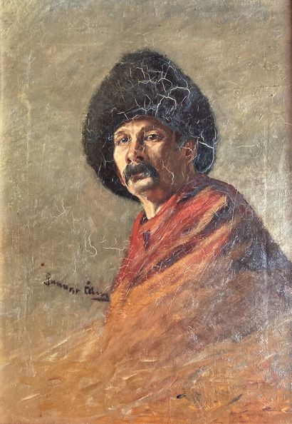 null Axel Gunnar ABERG (Uddevalla 1869 - 1894)
Portrait d'homme au chapeau 
Sur sa...