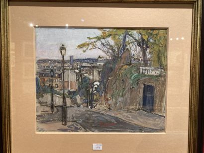 null Marko STUPAR (1936-2021)
Montmartre, rue des Saules
Gouache et fusain signée...