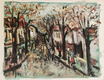 null VENTE à 11h 
Sylvain VIGNY (1903-1970)
Vue d'une rue en automne
Vase de fleurs
Nature...