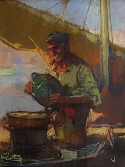 null Louis FORTUNEY (1875 - 1951)
Le pêcheur
Pastel, signé en bas à gauche
30 x 23...