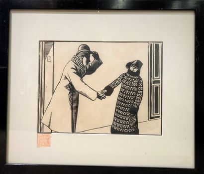 null HERMANN PAUL
Couple greeting each other
Ink cachet gallery 23.10.2000
18 x 24...