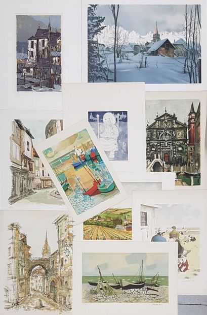 null VENTE à 11h 
Lot de dix estampes comprenant :
Georges LAMBERT (1919-1998), Roger...