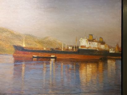 null Themis KONTOGOURIS (1957)
Tanker au port
Huile sur toile signée et datée 2003...