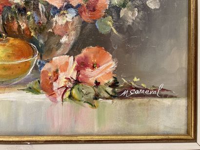 null M. CARNEVAL
Bouquet, pommes et carafe
Huile sur toile
54 x 45 cm