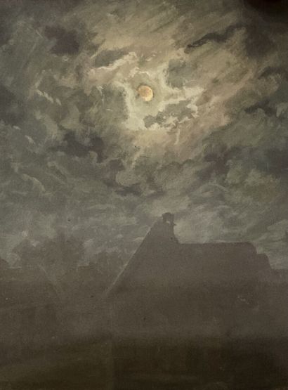 null Henri EBEL (1849-1931)
Hameau au clair de lune
Gouache sur papier signée
51...
