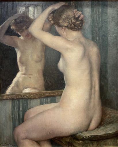 s Paul SIEFFERT (1874 - 1957)
Jeune femme blonde nue de trois-quarts, se coiffant...