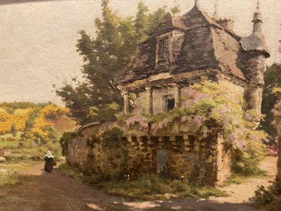 null Albert Léopold PIERSON (1864-1923)
Paysage animé et maison couverte de glycine
Huile...