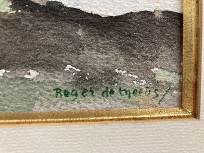 null Roger DE MEEUS (XXème siècle)
Barques de pêcheurs
Aquarelle sur papier signée...