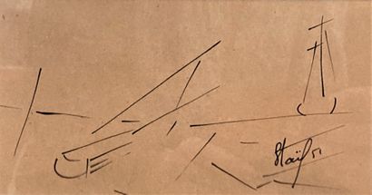 null Roger DE MEEUS (XXème siècle)
Barques de pêcheurs
Aquarelle sur papier signée...