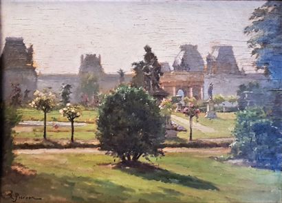 null Albert Léopold PIERSON (1864-1923)
Les Tuileries au soleil levant à contre jour
Huile...