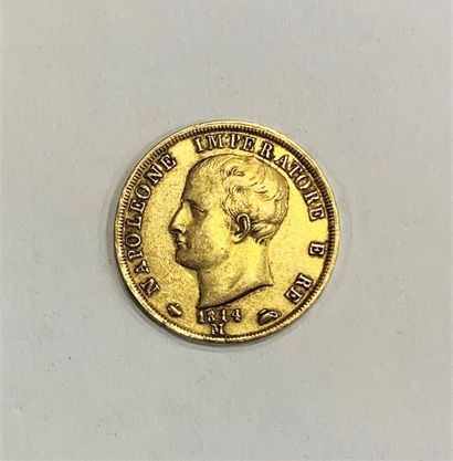 null VENTE à 11h 
1 pièce de 40 lires or jaune Napoleone Imperatore e Re de 1814...