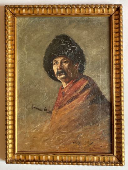 null Axel Gunnar ABERG (Uddevalla 1869 - 1894)
Portrait d'homme au chapeau 
Sur sa...