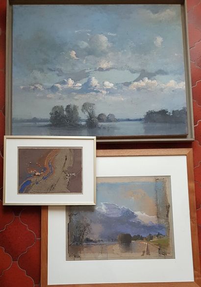 null R. BOUTIN (XXème siècle)
Paysage de Loire. Ciel d'orage
Huile sur toile signée...