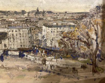 null Marko STUPAR (1936-2021)
Paris vue de Montmartre
Gouache et fusain, signée en...