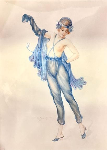 null Albert Joseph PENOT (1862-1930)
Jeune femme rousse en déshabillé bleu
Aquarelle...