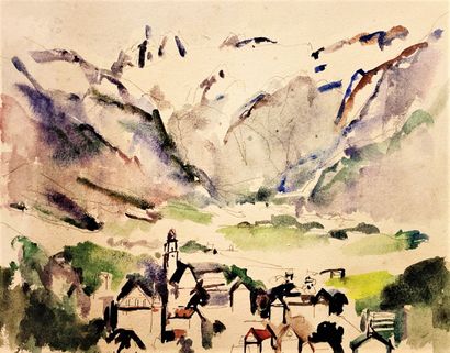 null Ghislain UHRY (1932)
Vue de village de montagne
Crayon et aquarelle annoté et...
