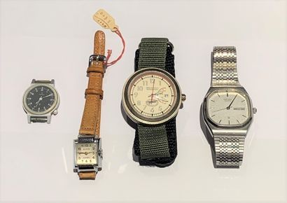null Lot de quatre boîtiers de montres bracelets dont LAMBERT, ELVIA, CITIZEN et...