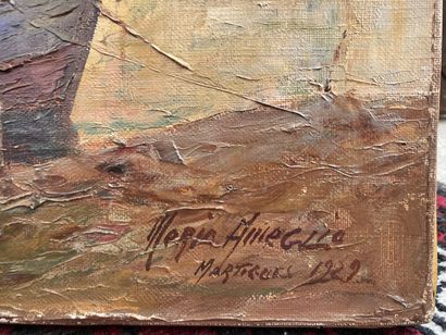 null Merio AMEGLIO (1897-1970) 
Vues de la Méditerranée
Deux huiles sur toiles signées,...