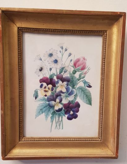 null École XIXème siècle
Jeté de fleurs au naturel 
Gouache
20.5 x 15.5 cm