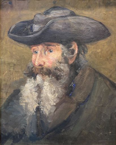 null ECOLE XXeme siècle 
Homme au chapeau 
Huile sur toile encadrée
47 x 37,5 cm