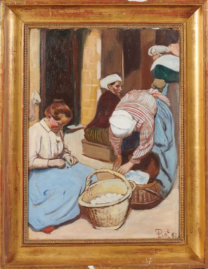 null Fernand PIET (1869-1942)
Bretagne, les blanchisseuses, 1897
Huile sur carton...