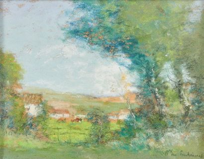null André DES FONTAINES (1869-1910)
Paysages normands
Paire de pastels signés en...