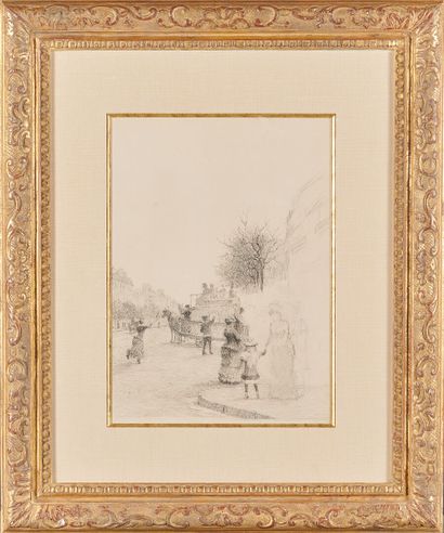 null HAMMER (XXe siècle)
Les passantes et l'omnibus
Encre et crayon
30 x 23 cm