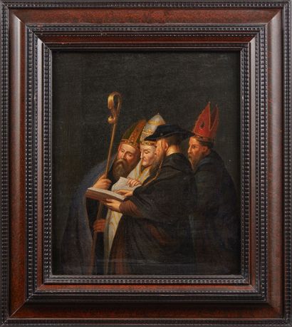 null Ecole HOLLANDAISE du XVIIème siècle
Assemblée de saints évêques
Huile sur toile
36...
