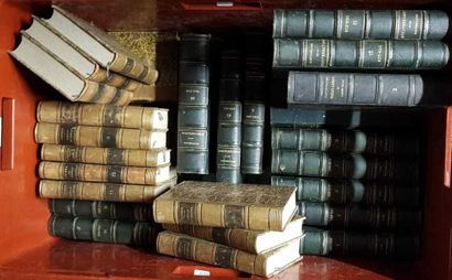 null 2 caisses de volumes reliés XIXème dont Ouvres de Thiers, Dictionnaire de la...