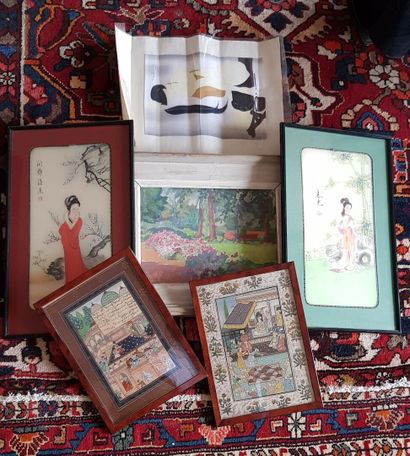 null Lot of various frames such as: Japanese prints and oil on panel