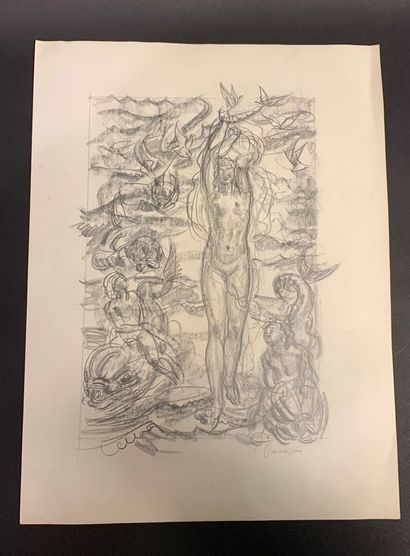 null Livre d'or de la galerie Vendôme comprenant trois dessins (Mai Thu, Robert Shmidt,...