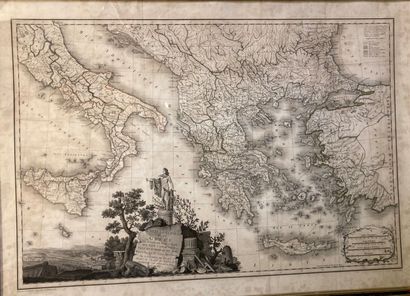 null Carte de la Grèce par Barbié du Bocage 1798
Planche gravée en noir
55 x 78.5...