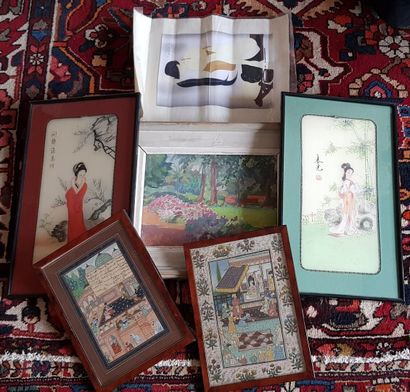 null Lot of various frames such as: Japanese prints and oil on panel