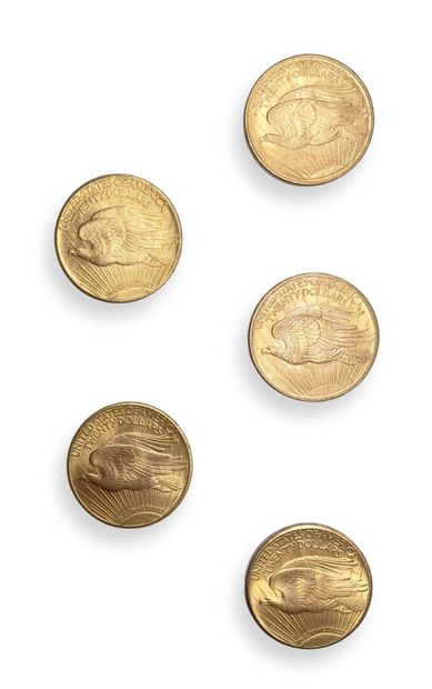 null 5 pièces de 20 dollars Or (Liberté) : 2 de 1908, 1924, 1927, 1928