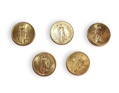 null 5 pièces de 20 dollars Or (Liberté) : 3 de 1908, 1924, 1927