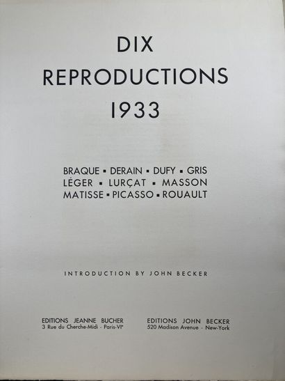 [ART MODERNE] Dix reproductions. 1933. Paris,...