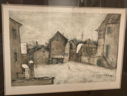 null Bernard GANTNER (1928-2018)
Village view
Color lithograph signed lower right...