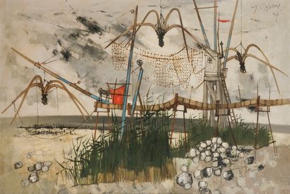 null Yves GANNE (né en 1931)
Saint-Brévin, Les Pêcheries, 1957
Huile sur toile.
Signée...