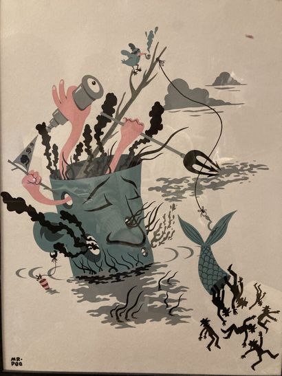 null MR PEE (1975)
La pêche
Gouache signée en bas à gauche
64 x 49 cm