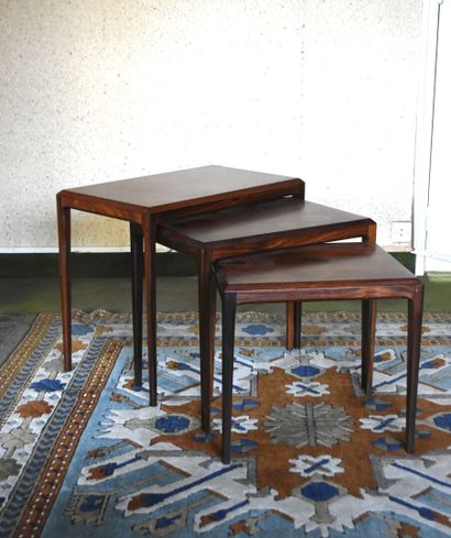 null SILKEBORG Denmark
Three nesting tables in exotic wood
Circa 1970