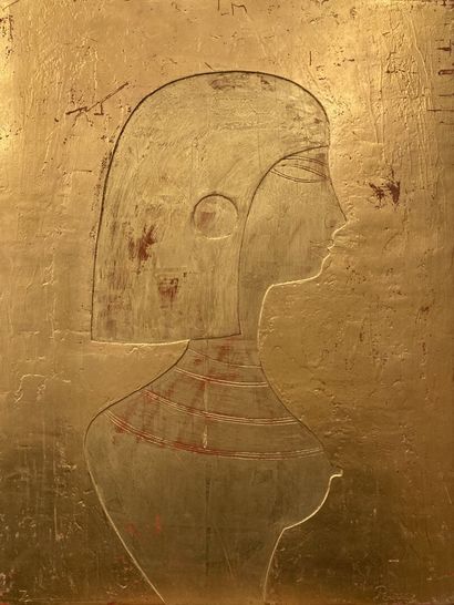 null POIRIER (XXème)
Profil d'égyptienne en buste, [19]72
Technique mixte et peinture...