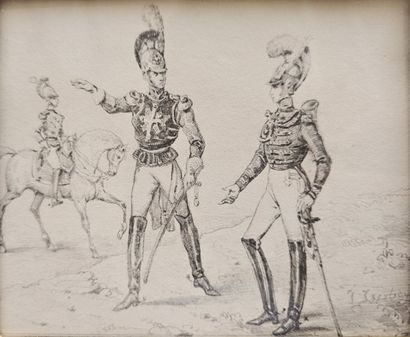  Jean-Baptiste ISABEY (1767 -1855)
Scenes of encampments
Four drawings in two frames... Gazette Drouot
