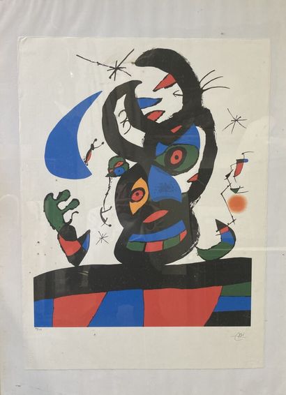  Joan MIRO (1893-1983), d'après
Personnage
Gravure en couleur sur papier arche, numérotée... Gazette Drouot