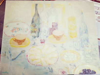 null LAURAN André (1922-2009) 

Table servie 

Huile sur toile signée en bas à gauche,...